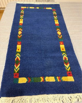 Alfombra de lana estilo étnico azul