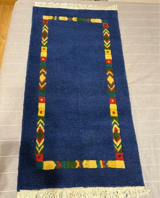 Alfombra de lana estilo étnico azul
