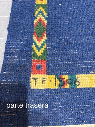 Alfombra de lana estilo étnico azul