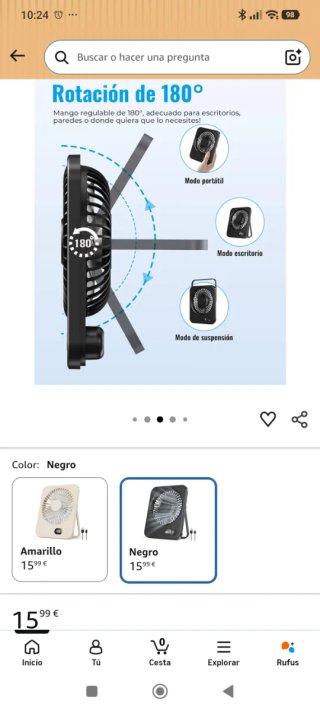 Mini ventilador de escritorio negro