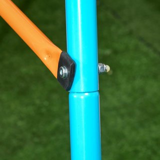 Columpio de Jardín con Asiento y Estacas, de Acero para Niños de 3 a 8 Años, 163X145X181Cm, Azul y Naranja