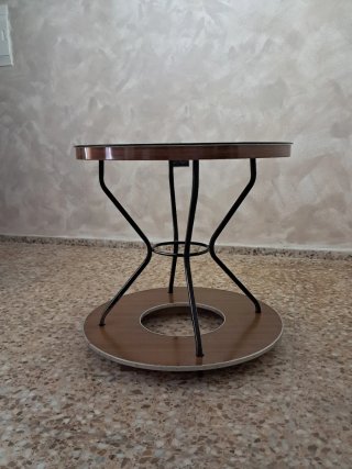 Mesa centro redonda cristal y madera