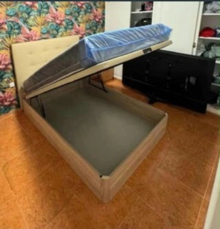 Canapé abatible madera con colchones viscoelástica