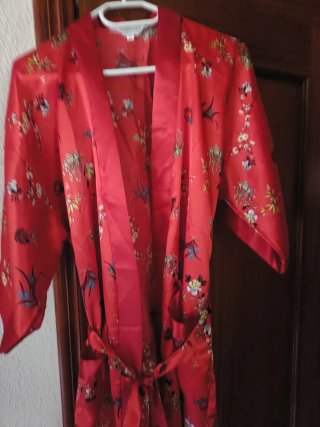 Bata kimono seda estampado floral