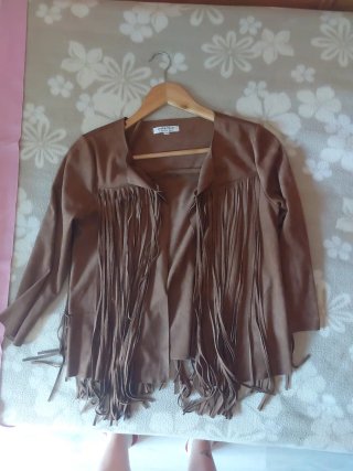 Chaqueta flecos marrón Green Coast talla 36