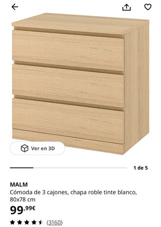 Cómoda MALM Ikea 3 cajones