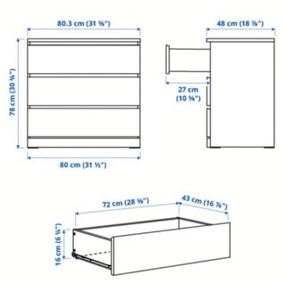 Cómoda MALM Ikea 3 cajones