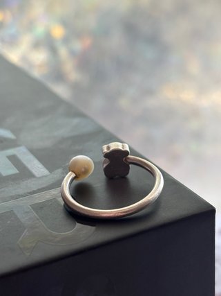 Anillo Tous Oso y Perla Ajustable