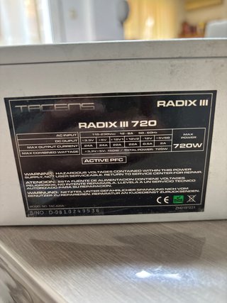 Fuente Alimentación Tacens Radix III 720W