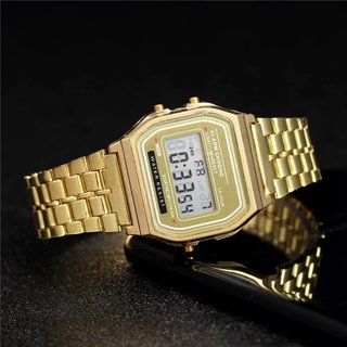 Reloj Digital Dorado Acero Inoxidable mujer nuevo