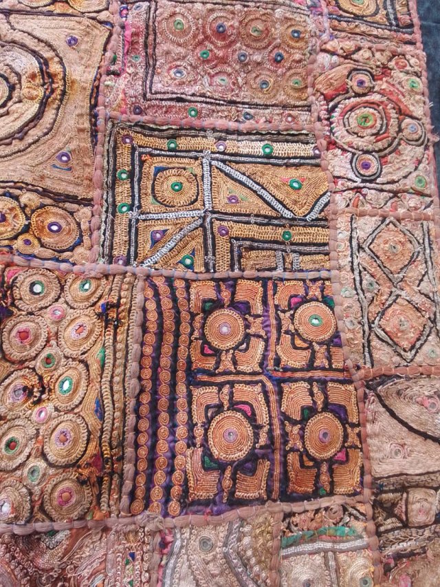 Tapiz antiguo India patchwork espejos