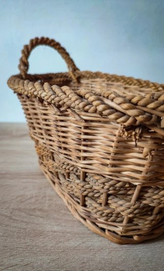 Cestino in Vimini Intrecciato Vintage Artigianale