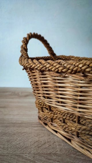 Cestino in Vimini Intrecciato Vintage Artigianale