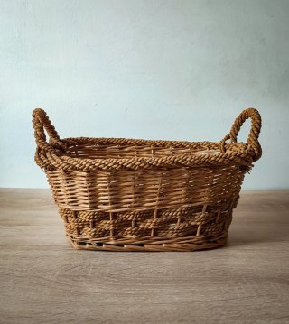 Cestino in Vimini Intrecciato Vintage Artigianale