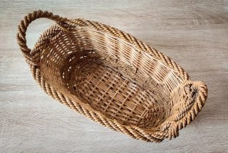 Cestino in Vimini Intrecciato Vintage Artigianale