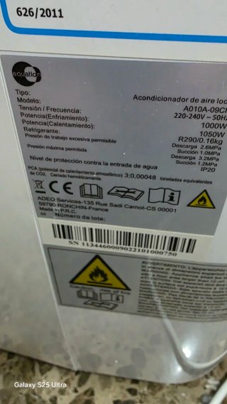Aire Acondicionado Portátil Blanco