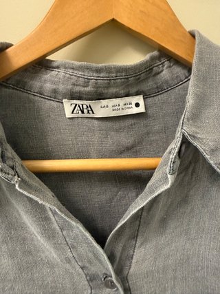 Conjunto Zara Lino Camisa y Pantalón Palazzo Gris