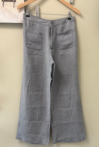 Conjunto Zara Lino Camisa y Pantalón Palazzo Gris