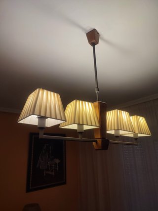 Lámpara de techo tela y madera