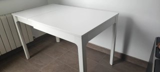 Mesa de comedor blanca extensible hace 120 y 80