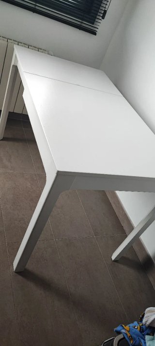 Mesa de comedor blanca extensible hace 120 y 80