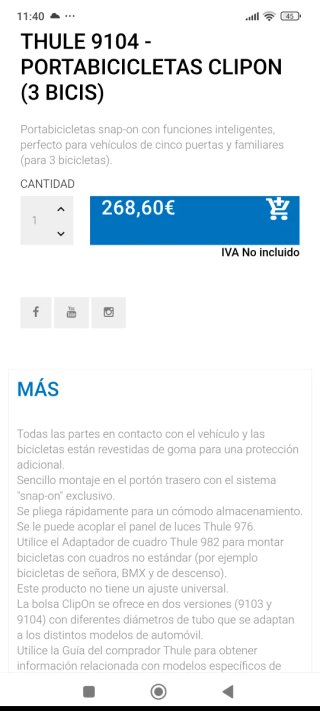 Portabicicletas Thule Clipon 9104