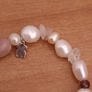 Pulsera Tous perlas y piedras rosas