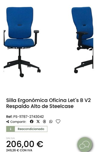 Silla de oficina-escritorio ergonómica azul