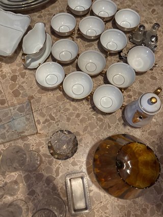 Vajilla antigua porcelana y cristal