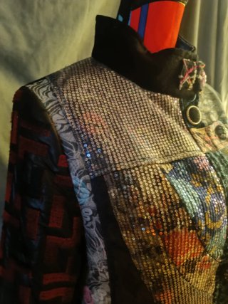 Abrigo vintage patchwork lana multicolor