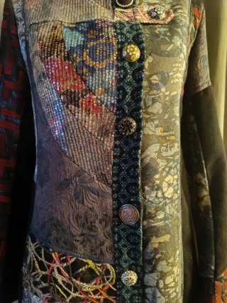 Abrigo vintage patchwork lana multicolor