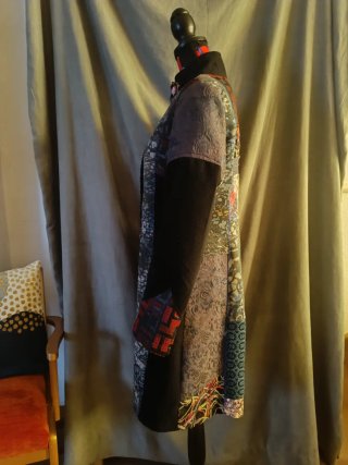 Abrigo vintage patchwork lana multicolor