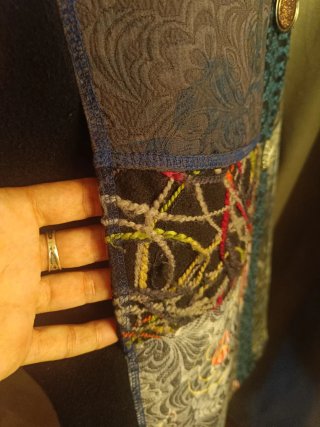 Abrigo vintage patchwork lana multicolor