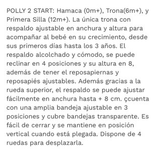 Trona Chicco Polly2Start para bebé