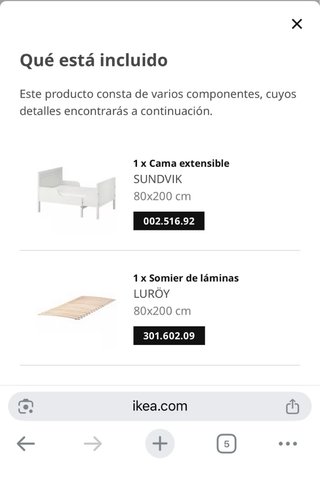Cama extensible y colchon infantil blanca IKEA