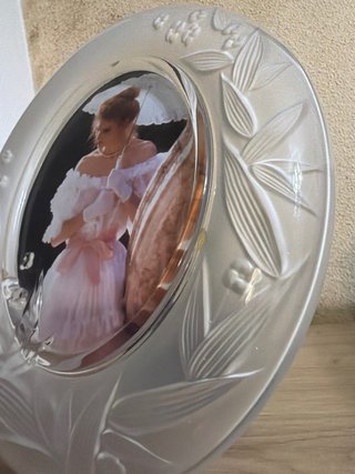 Portafotos de cristal ovalado decorado