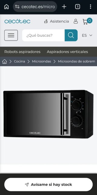 Microondas Cecotec All Black Grill 20 L 700 W