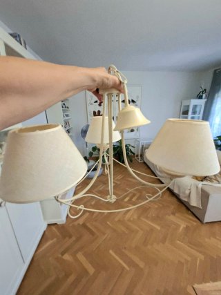 Lámpara de techo de forja color vainilla 3 luces