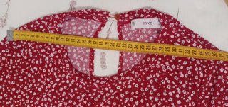 Vestido Mango rojo y blanco estampado