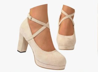 Zapatos de tacón beige mujer