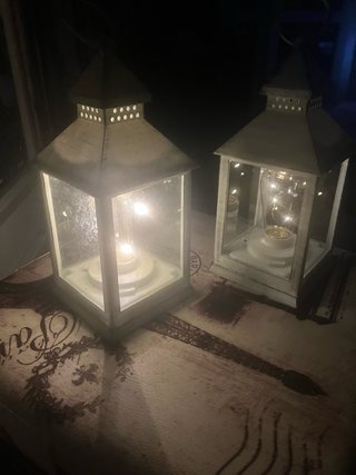 2 Lanterne LED Timer Bianco Grigio