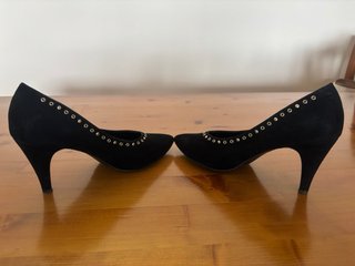 Zapatos New Look ante negro tachuelas T38 tacón 8