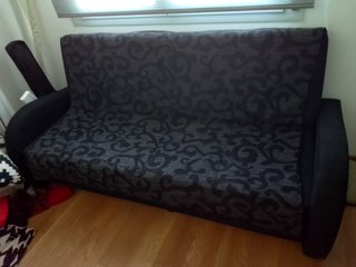 Sofá Cama Tela Diseño Gris y Negro