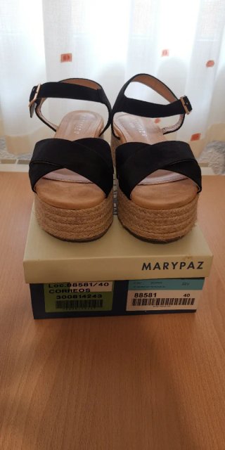 Sandalias esparto plataforma MARYPAZ negras