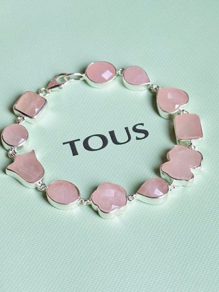 Pulsera Tous Cuarzo rosa y plata