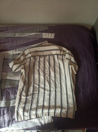 Camisa Zara Rayas Beige y Negro