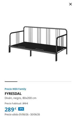 Diván cama IKEA negro 80x200
