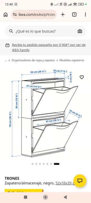 Zapatero Ikea Trones Negro