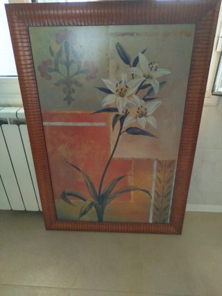 Cuadro muy grande de madera con flores