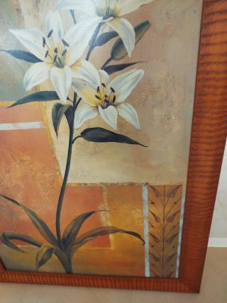 Cuadro muy grande de madera con flores